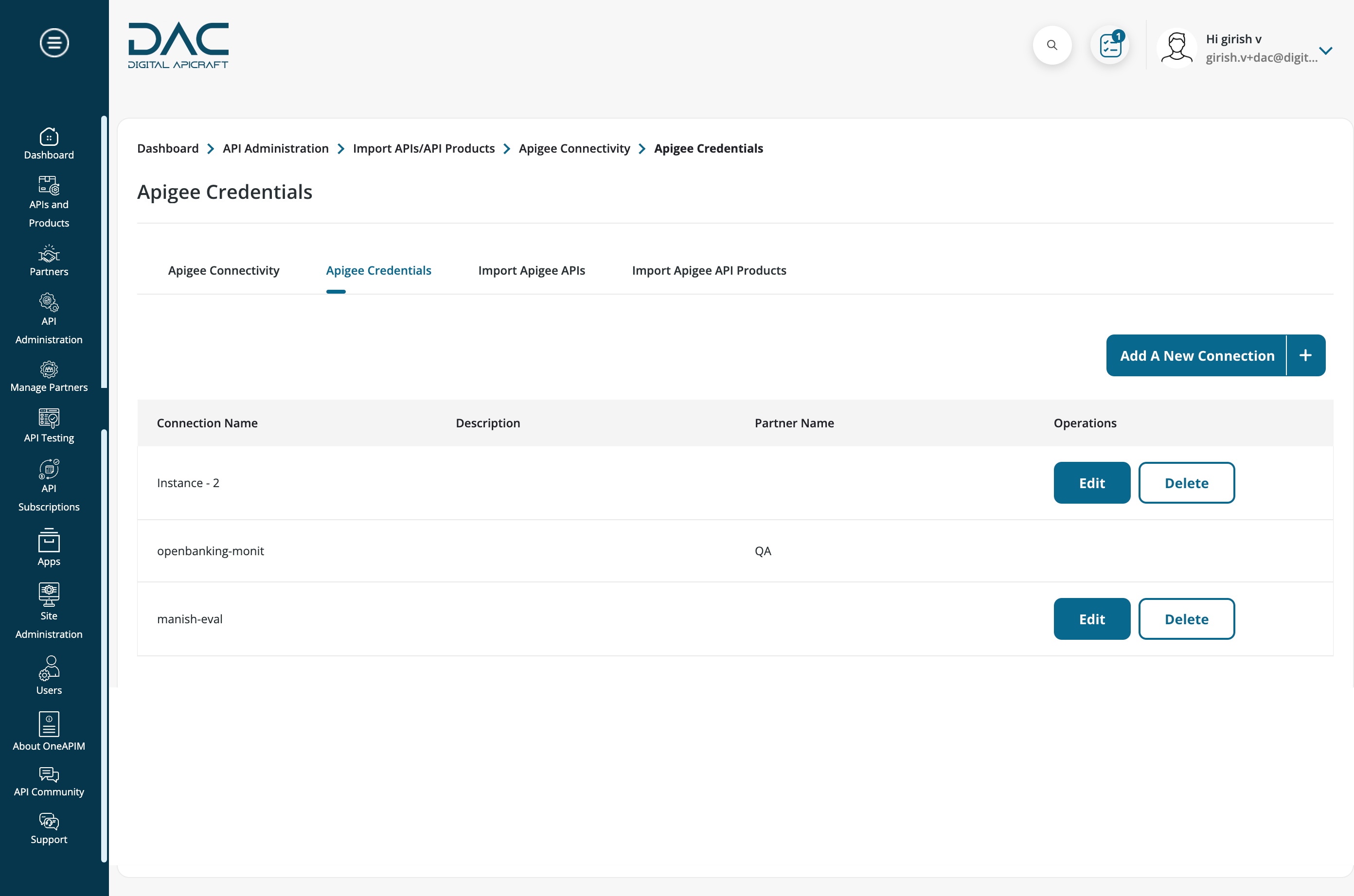 Apigee cred list