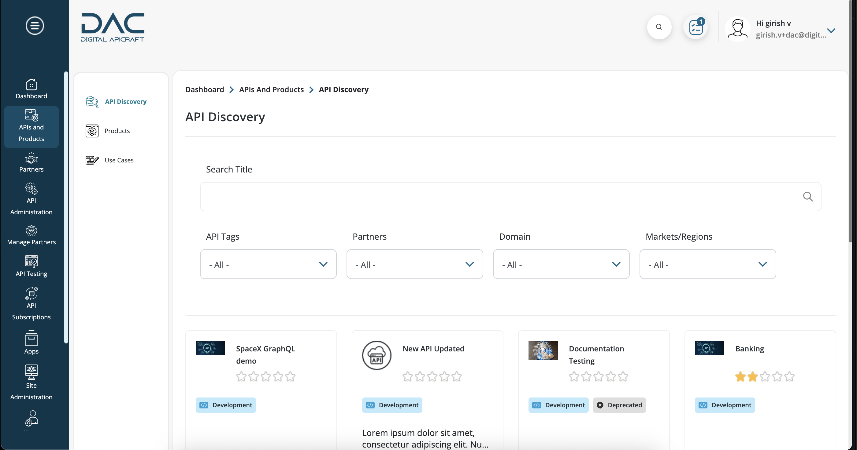 Api discovery page