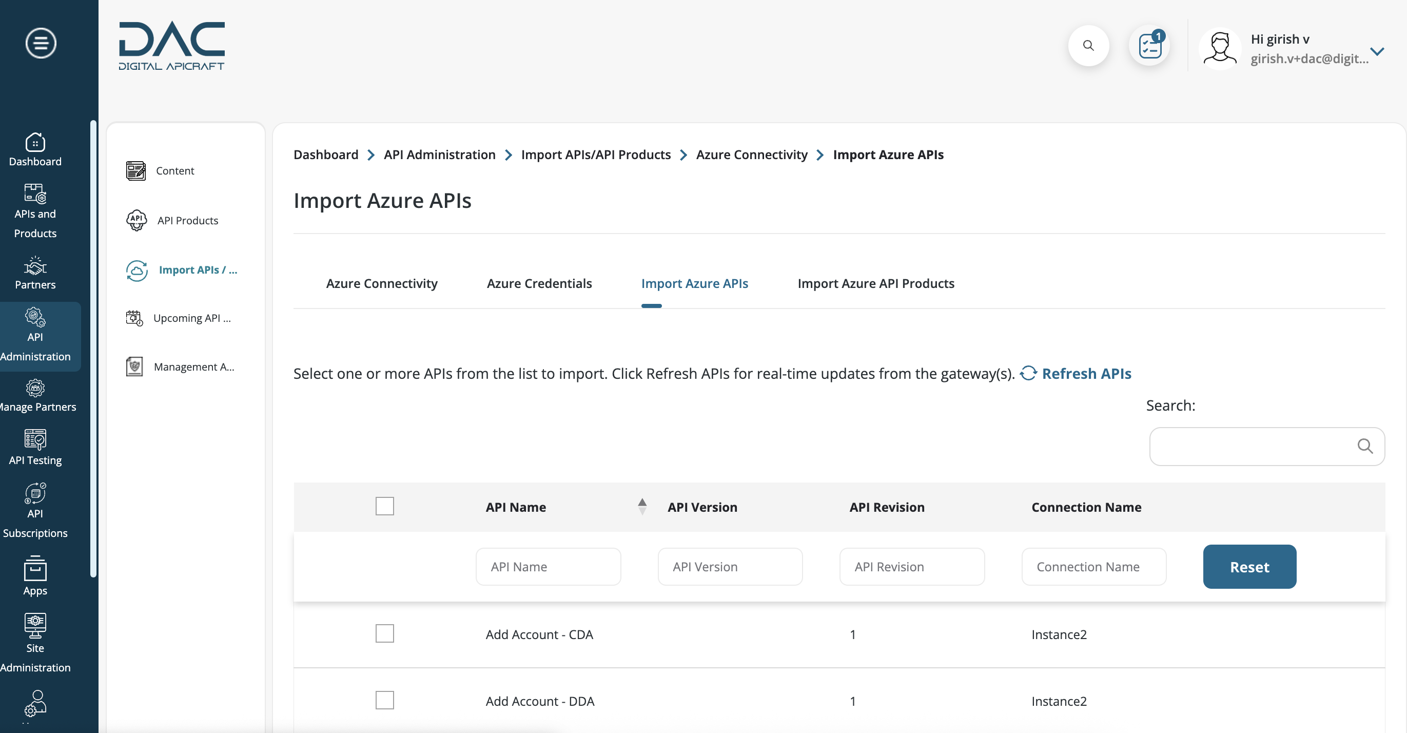 Sync Azure apis