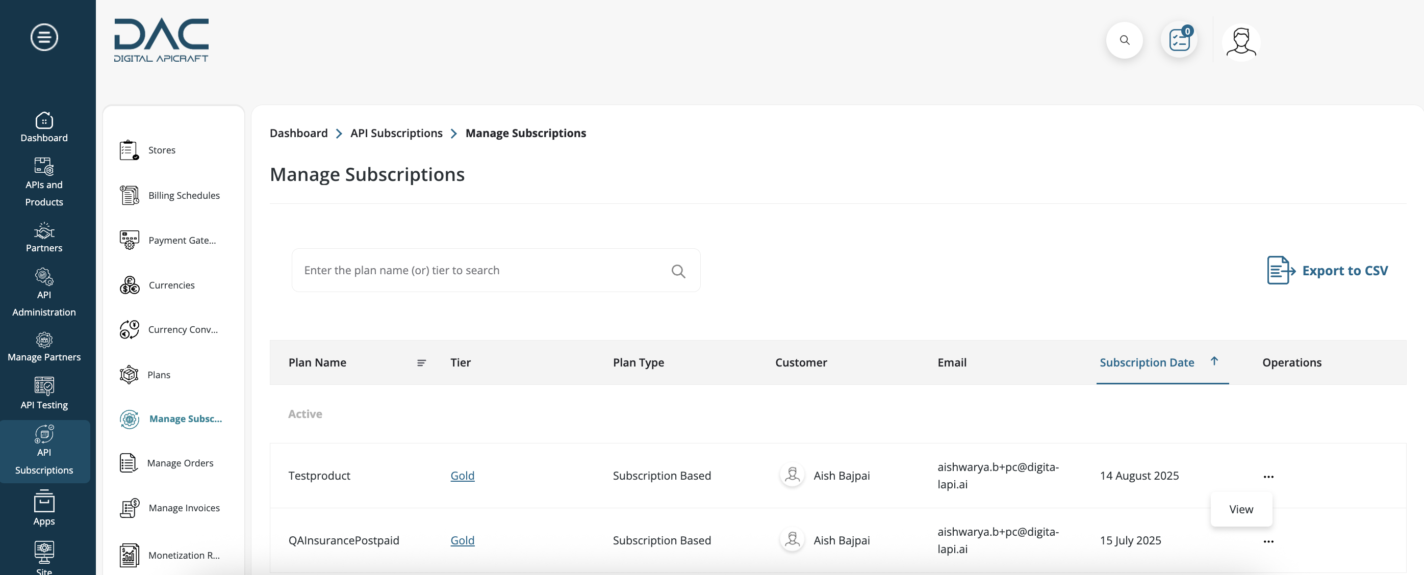 manage subscriptions