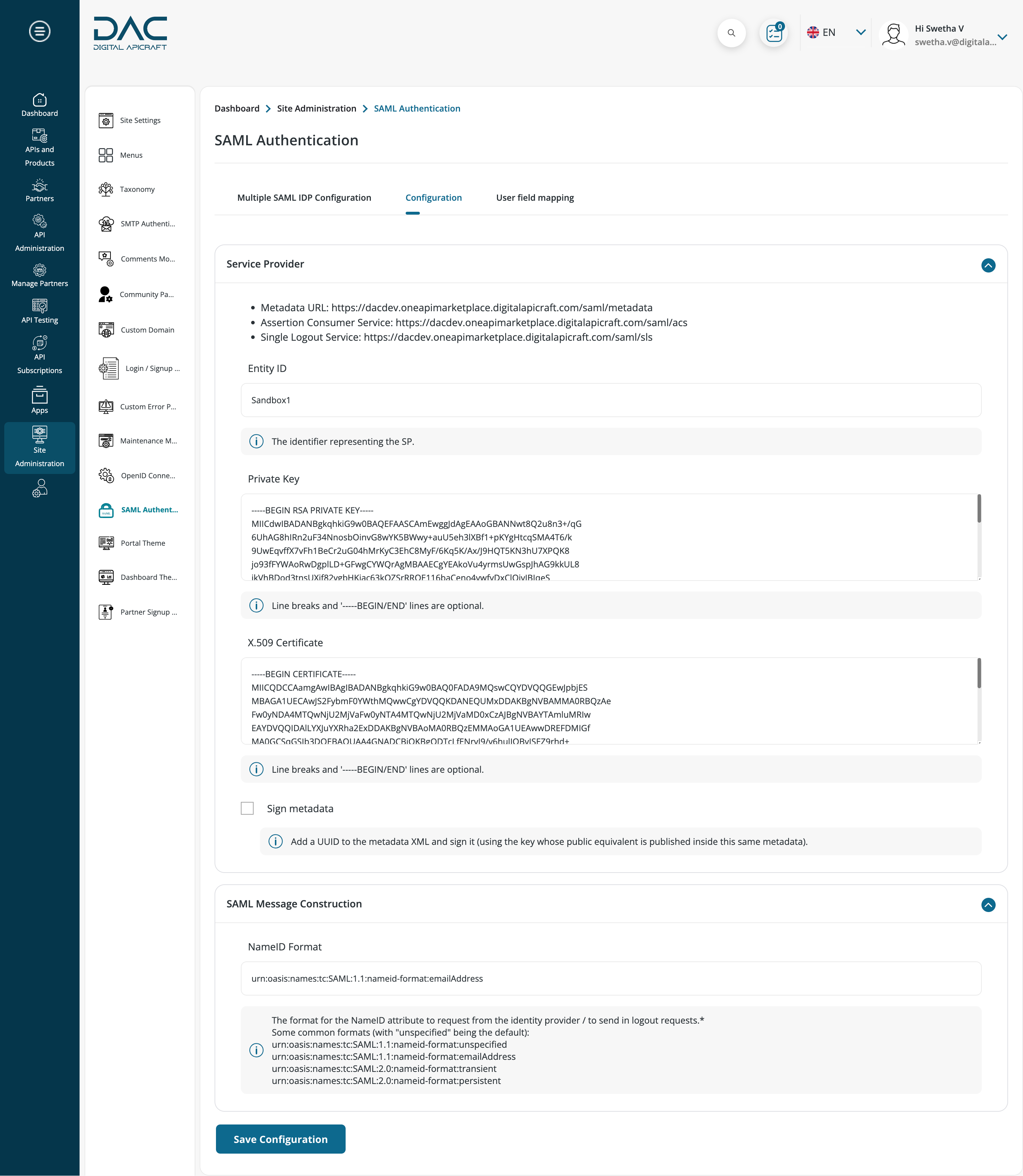 SAML authentication