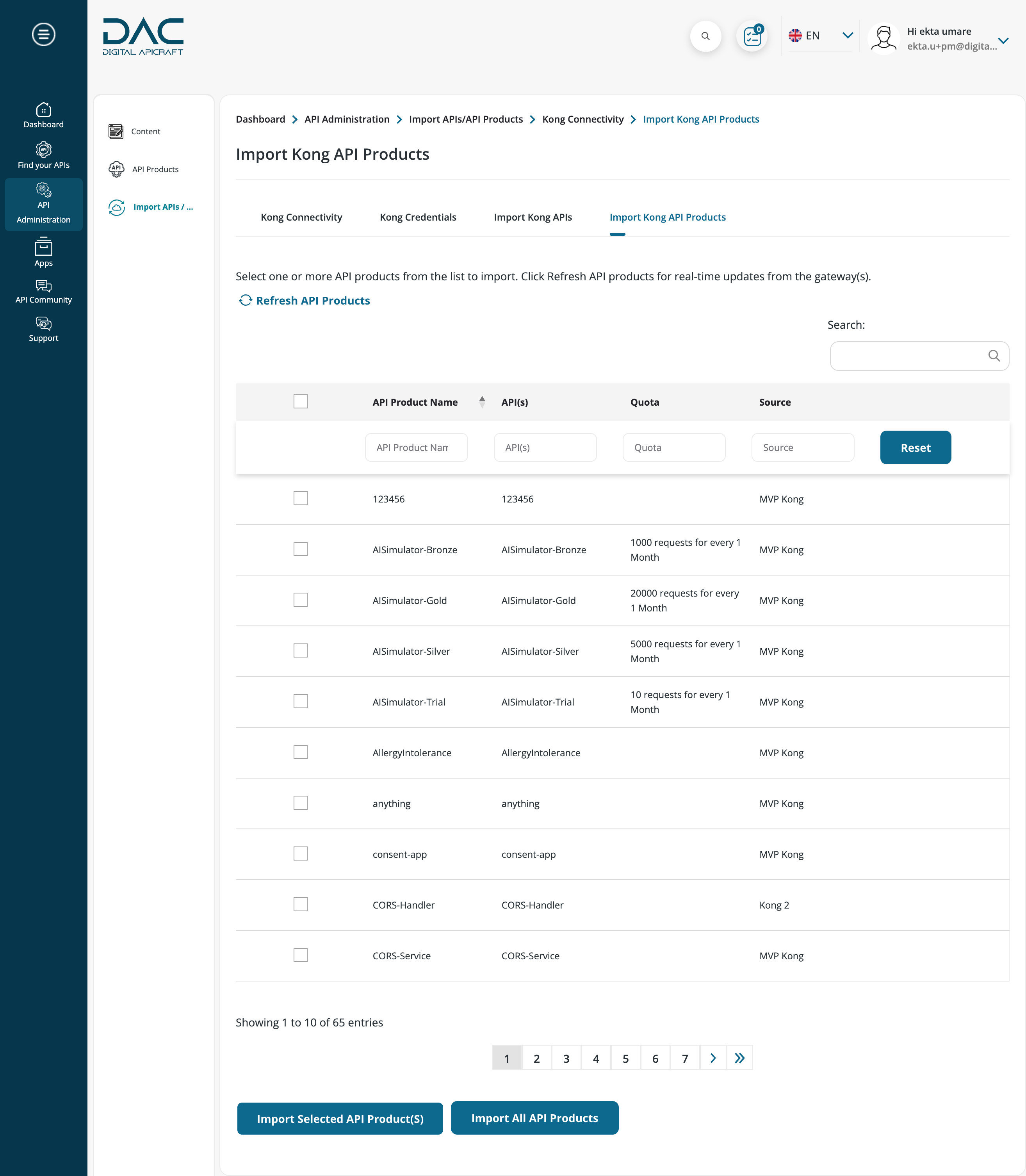 Sync Kong API Product